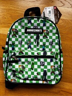 Minecraft School Mini Backpack Green Checker Creeper Steve Bioworld Kids NWT